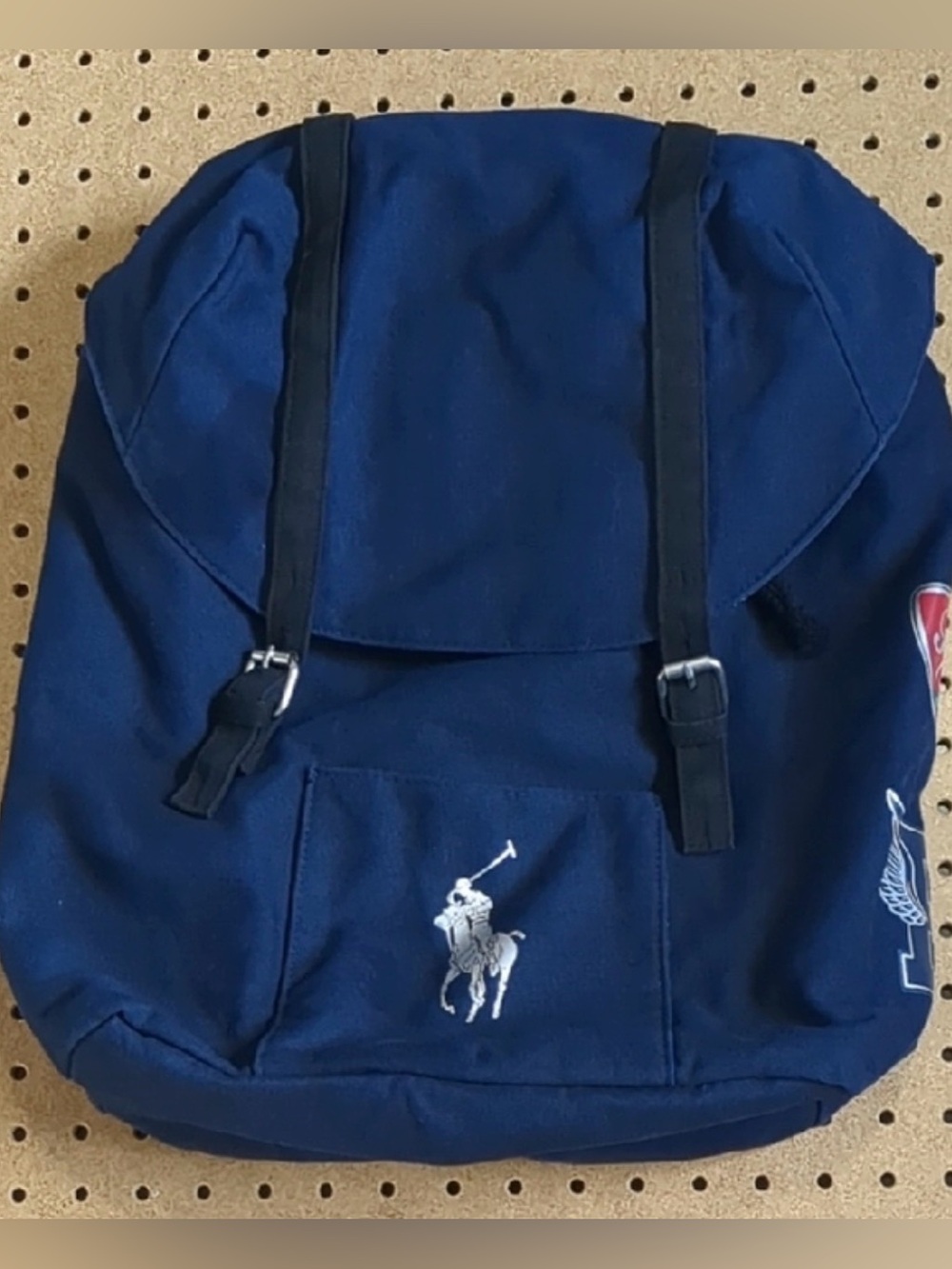 NEW Polo by Ralph Lauren Navy Canvas Backpack with Patch Accents